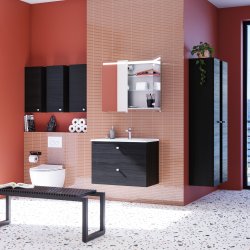 Dansani Mido+Top spejlskab 80 cm - Sort struktur