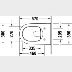  Duravit Qatego vgmonteret toilet, Rimless, 380 x 570 mm