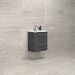 Dansani Mido+ 51 cm mbelpk. 2 skuffer, gr mat m/ vask Amber Mini 