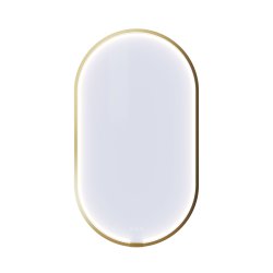 Dansani Moon ovalt spejl med LED-lys. 60x105 - Brstet messing 
