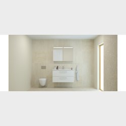 Dansani Mido + Top spejlskab, 100 cm - Hvid blank