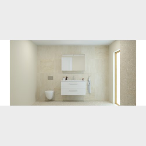 Dansani Mido + Top spejlskab, 100 cm - Hvid blank