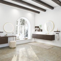 Dansani Moon spejl med LED-lys. 75 - Brstet messing