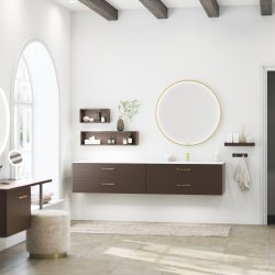 Dansani Moon spejl med LED-lys. 75 - Brstet messing