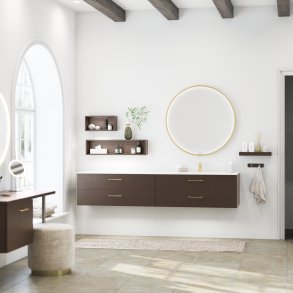 Dansani Moon spejl med LED-lys. 75 - Brstet messing