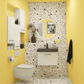 Dansani Shine spejl med mat sort ramme og lysdmper 75 cm