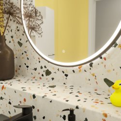 Dansani Shine spejl med mat sort ramme og lysdmper 75 cm