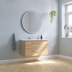 Dansani Shine spejl med matsort ramme og lysdmper 90 cm