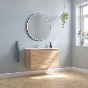 Dansani Shine spejl med matsort ramme og lysdmper 90 cm