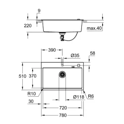 GROHE K700 Kompositvask 72x37x22cm 