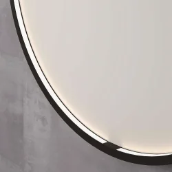 Sanibell Proline rundt spejl 60 med LED p matsort aluramme