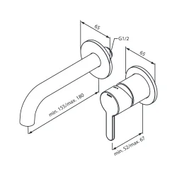 Damixa Silhouet indbygningsarmatur matsort PVD 180 mm