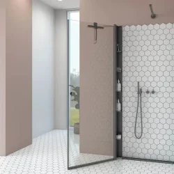 Dansani tower reol med 5 flytbare hylder. 200x10x10 cm, sort