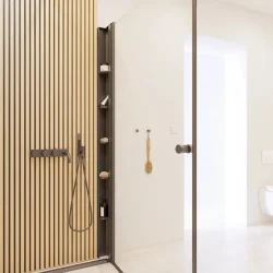 Dansani tower reol med 5 flytbare hylder. 200x10x10 cm, sort