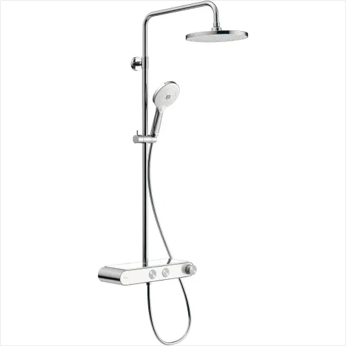 Duravit MinusFlow termostatisk Shower System med hylde, Krom|Hvid hjglans