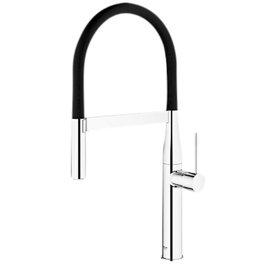 GROHE Essence Professional køkkenarmatur med sort slange, krom