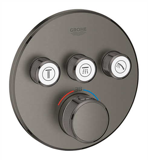 GROHE Grohtherm SmartControl termostat til indbygning, 3 ventiler. Børstet Hard Graphite