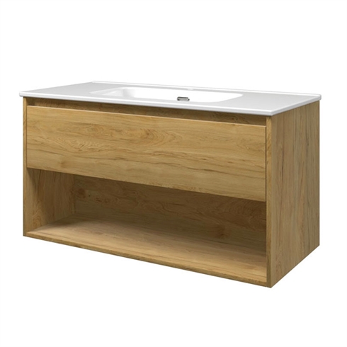 Sanibell Proline møbelsæt 100 x 46 cm, 1 skuffe, og åben hylde. Ideal eg