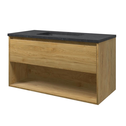 Sanibell Proline møbelsæt 100 x 46 cm, 1 skuffe, og åben hylde. Ideal eg