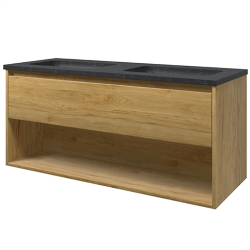 Sanibell Proline møbelsæt 120 x 46 cm, 1 skuffe, og åben hylde. Ideal eg