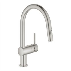 GROHE Minta kkkenarmatur med C-tud og udtrk. Supersteel