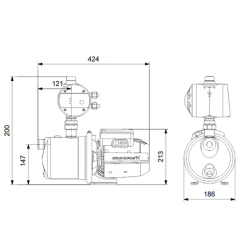 Grundfos JP 5-48 PM1 booster Horisontal selvansugende jetpumpe