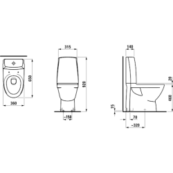  LAUFEN Kompas gulvs. wc skjult s-ls 46cm lcc