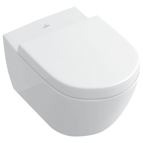 Villeroy &amp; Boch Subway 2.0 væghængt toilet med åben skyllerand, CeramicPlus og toiletsæde med softclose. Hvid