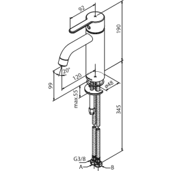 Damixa silhouet hndvaskarmatur medium. steel (pvd). uden bundventil