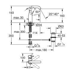 GROHE Essence M-size hndvaskarmatur med bundventil krom