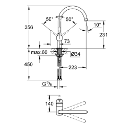 GROHE Minta kkkenarmatur med C-tud. Krom