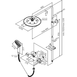 Damixa Silhouet brusesystem. Steel PVD
