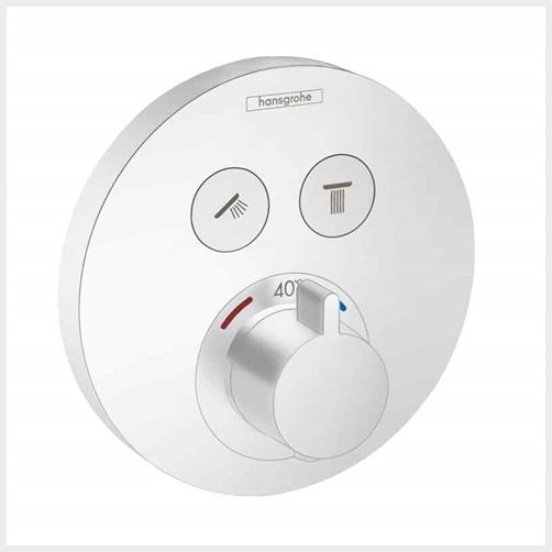 hansgrohe ShowerSelect S termostatarmatur til indbygning med 2 udtag, mathvid
