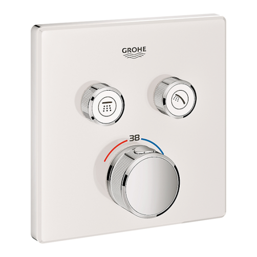 GROHE SmartControl termostatarmatur til indbygning med to ventiler, hvidt glas 2SC