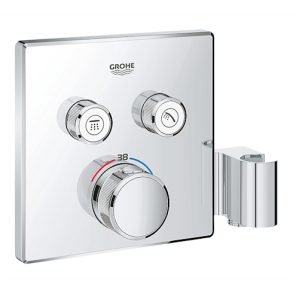 GROHE SmartControl termostat til indbygning med 2 funktioner og bruseholder, firkantet, krom