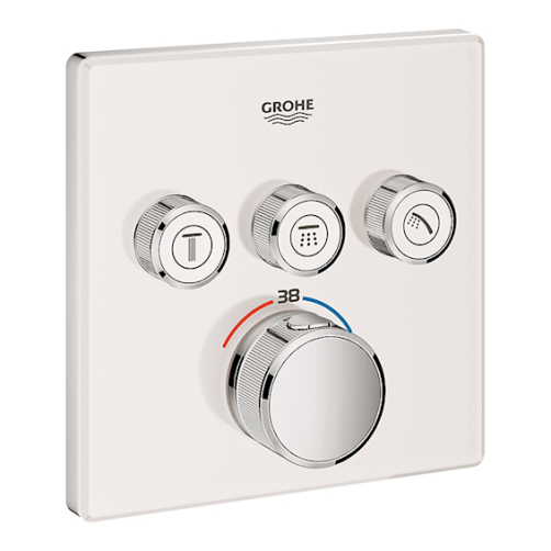 GROHE SmartControl termostatarmatur til indbygning med tre funktioner, hvidt glas 3SC