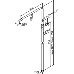 Damixa Tradition brusestang til hovedbruser. Krom