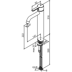 Damixa silhouet hndvaskarmatur large. Brstet kobber pvd