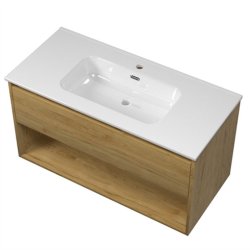 Sanibell Proline mbelst 120x46 cm, 1 skuffe, og ben hylde. Ideal eg