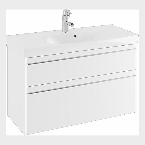 Ifö Sense møbelsæt 90 cm Compact med 2 skuffer og Spira vask, hvid