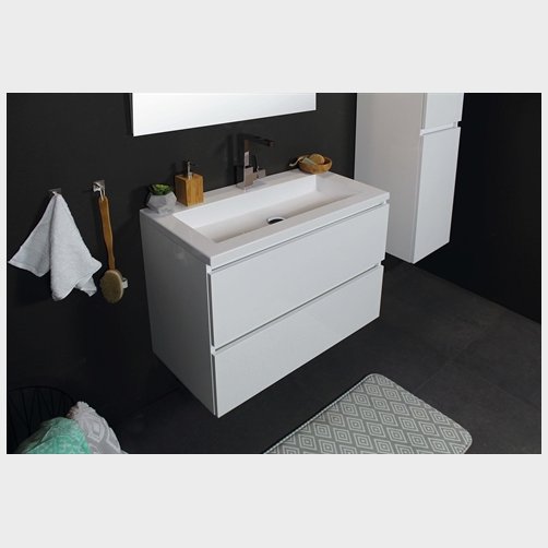 Sanibell Proline m�bels�t 60 x 46 cm med 2 skuffer. Hvid h�jglans