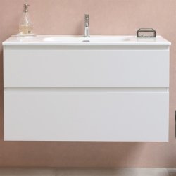 Sanibell Proline mbelst 100x46 cm. 2 skuffer. Hvid hjglans