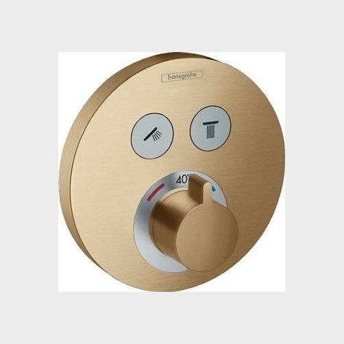 hansgrohe ShowerSelect S termostatarmatur til indbygning med 2 udtag, børstet bronze