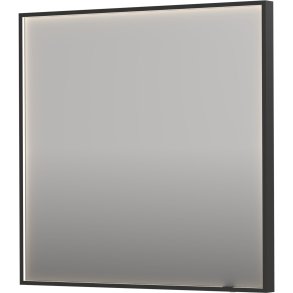 Sanibell INK SP19 LED spejl 80x80cm brstet metal sort aluramme
