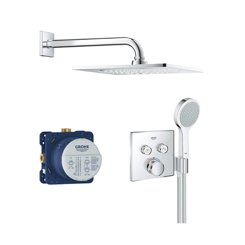 GROHE Grohtherm SmartControl brusesystem til indbygning, firkantet, krom