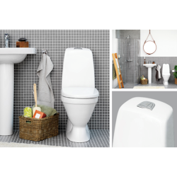 Gustavsberg 5500L Nautic wc med skjult S-ls til gulvmontering. 2/4ltr. C+. Krom trykknap.