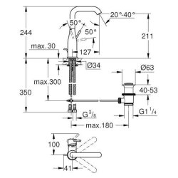 GROHE Essence New L-size hndvaskarmatur med bundventil krom
