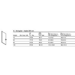  Dansani Match Brusedr 200*67-69 cm, klart glas