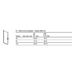  Dansani Match Halvrund Brusedr H:200*79-81 cm klar