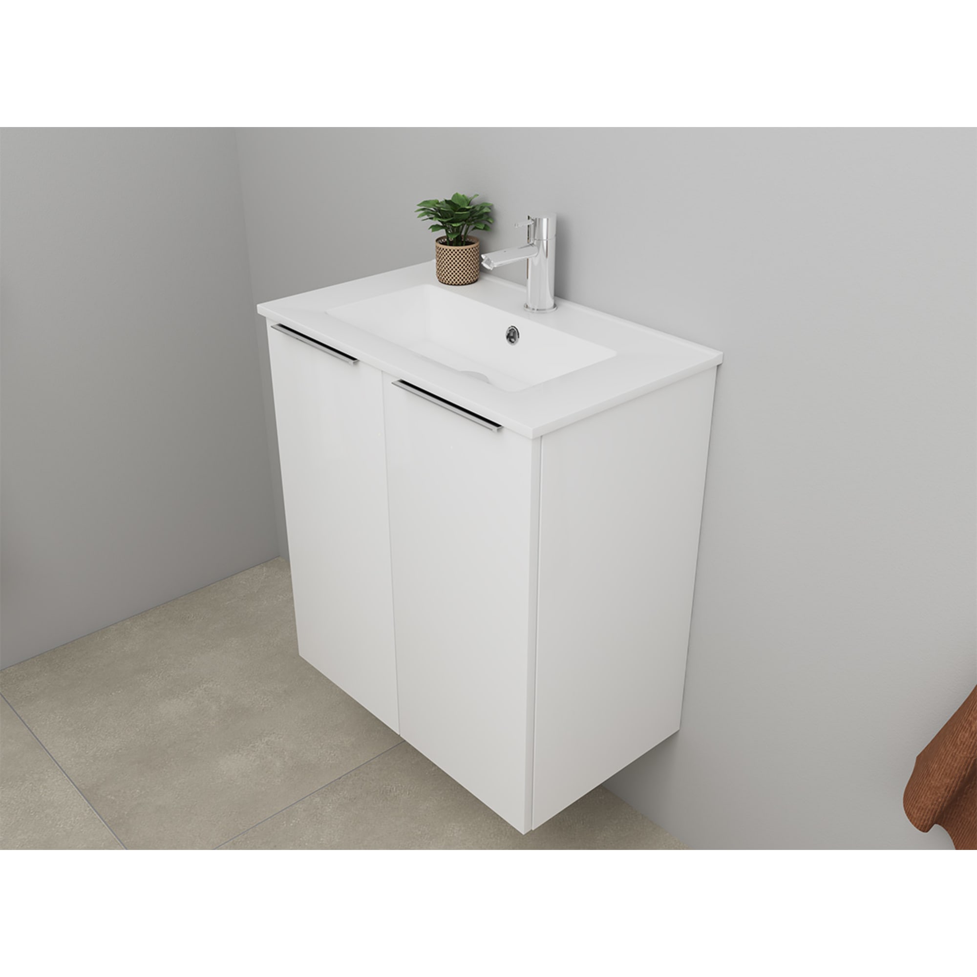 Sanibell Online usamlet møbelsæt 61x36cm hvid højglans 2 låger